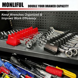 Monliful 84 pcs Magnetic Modular Wrench Organizer Wrench Holder - Wrenchs Tool Organizers for Tool Drawer Storage, Wrenchs Rack with Metric SAE Labels, Tool Storage Set Holder Festival Mechanics pcs