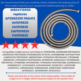 WB04T10050 Oven Door Gasket Replacement for GE Ranges and Ovens - Includes 25 Mounting Clips - Heat-Resistant Seal - Compatible with AP3860395, 1166413, AH1019820, EA1019820-3-Year Warranty