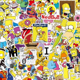 100 Pieces Simpson Stickers for Laptops, Cool Classic Cartoon Stickers for Teens, Kids, Boys, Computers, Skateboards, Cell Phones, Scrapbooks