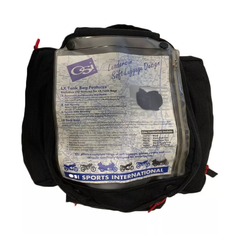 OSI Black LX Motorcycle Tank Bag with Removable Map Pocket