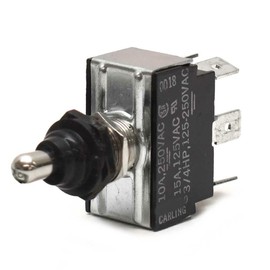 Carling On/Off/On Boat Toggle Switch | 10A 250VAC 6 Spade Rubber Bezel