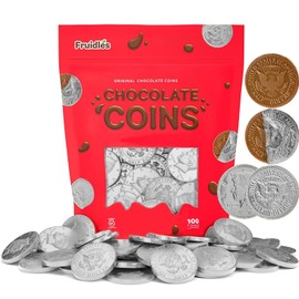 100-Pack Dark Chocolate Coins, Dairy-Free, Dark Chocolate Hanukkah Gelt, Bittersweet Coins Made in Israel, Kosher Parve Certified Non-Dairy