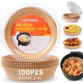 SYNMORE 100Pzas Papel para Freidora de Aire, Forro Redondo Desechable para Freidora de Aire, Papel para Freidora, Horno, Microondo, Vaporera