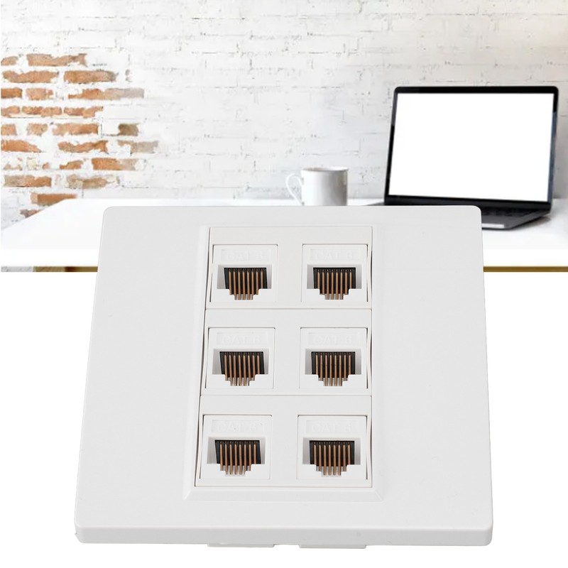 6 Port Cat 6 Ethernet Wall Plate Removable Female to