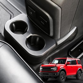 XWQZ Rear Cup Holder for Ford Bronco 2021 2022 2023 2024 2/4 Door,Upgrade Removable Floor Console Storage Organizer for Bronco Interior Accessories,Expander Drink Holder Back Seat Storage Tray