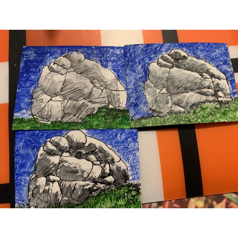 Alex Mac Shop Original ACEO Drawing Stone Rock Landscape Nature