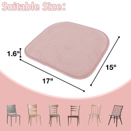 PAGGED Single Pink Kitchen Chair Cushions, Memory Foam Chair Pads for Dining Non Slip Soft Seat Cushion for Wooden Metal Chairs, 17" * 15"
