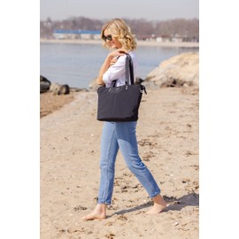 Baggallini Carryall Tote Bag - Crossbody Tote Bag for Women, Black – Medium