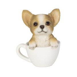 Uvia Chihuahua Tea Cup (Small) 2.9 x 2.6 x 3.3 inches (7.3 x 6.5 x 8.5 cm) Doll Figurine Figurine Animal Garden Decoration Dog Dog H16448