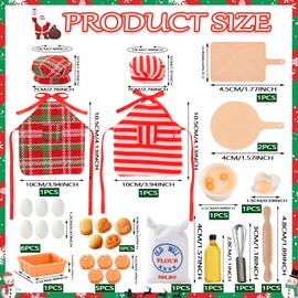 Gnome Accessories Christmas, 30 Pieces Miniature Gnome Accessories Baking Set, Miniature Kitchen Dollhouse Accessories, Clothing Dresses for Elf, for Dollhouse Decoration