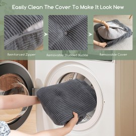 6" Washable Floor Pillow Cushion for Adults, Meditation Cushion Pillow, Large Square Floor Sitting, Removable Tufted Corduroy Cover, for Tatami Living Room or Yoga, 22x22 Inch, 2Pack, Machine Washable