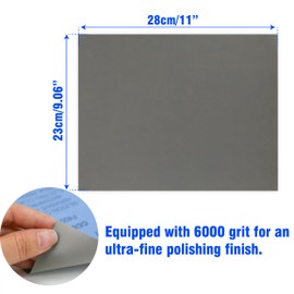 10pcs 6000 Grit Sandpaper Sheets 9 x 11inch, Extra Fine Sand Paper High Grit, Automotive Sandpaper for Car Wood Metal Furniture Finishing, Dry Wet Waterproof Abrasive Polishing Sand Paper