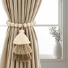 YISARSH Magnetic Curtain Tiebacks with Wood Beads, Boho Rope Drapery