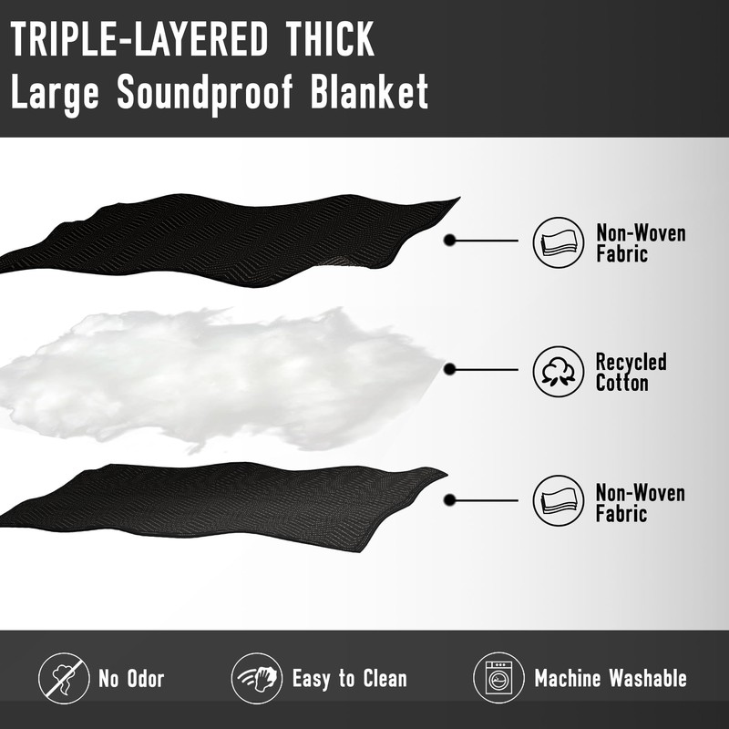 2PCS Large Sound Dampening Blanket,96" x 80" Sound Absorbing Studio