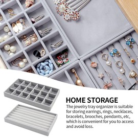 Alicer Velvet Jewellery Trays Organiser, Space-Saving Stackable Jewellery Box Ring Earrings Jewellery Storage Drawer for Earring Necklace Bracelet Ring Accessories (Size: 2 Pieces)