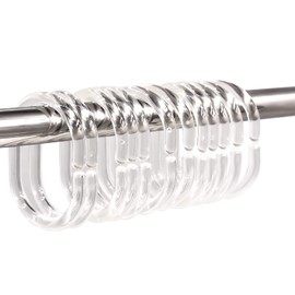 Qulable 24 pcs Shower Curtain Rings Plastic Curtain C Rings Hook Hanger Bath Drape Loop Clip Glide Bathroom Shower Window Rod (Clear)