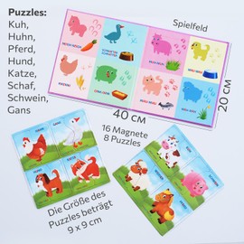 MAGNIKON UD107 First Large Puzzles 2 Pieces Pets with 16 Magnets, Toddlers Magnetic Duo Children's Puzzles, Educational Game for Car Rides, Children's Activity, Games for On the Go