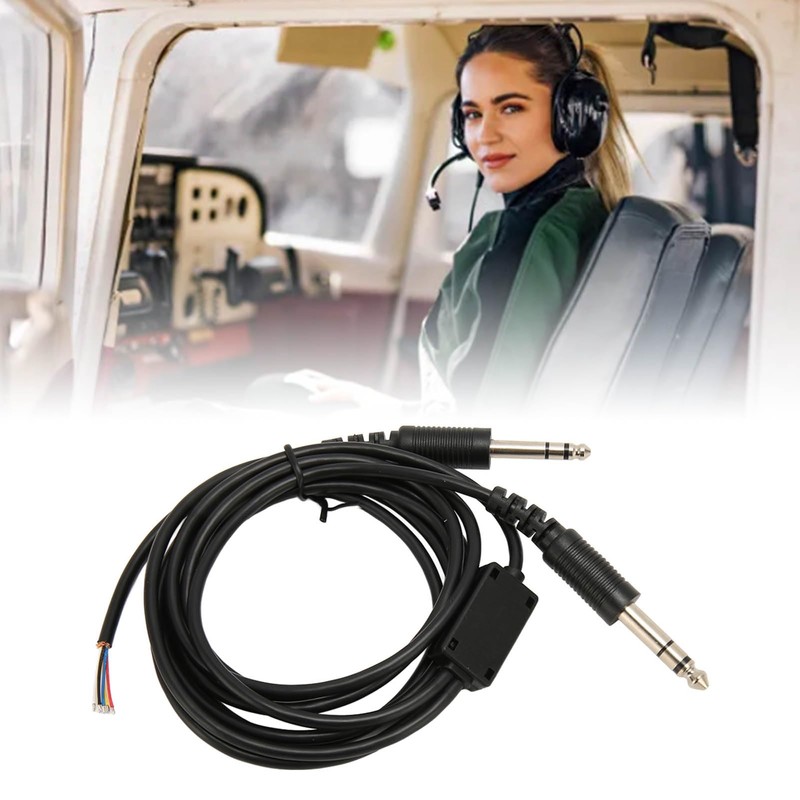 Aviation Headset Cable, Dual GA Plug Aviation Headset Replacement Cable