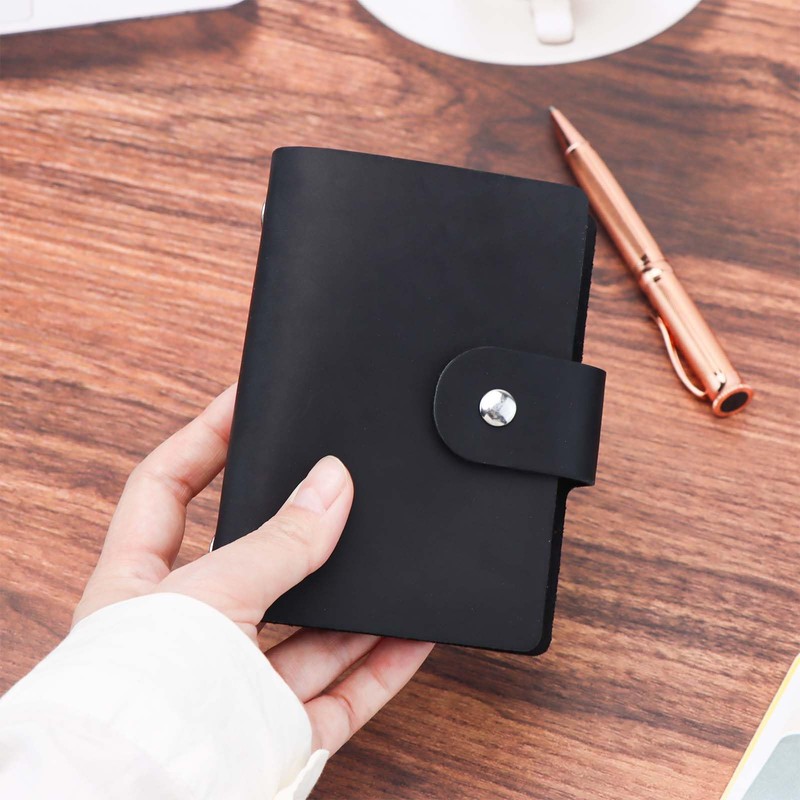 NatSumeBasics Genuine Leather A8 Binder Cover Mini Refillable Black Journal