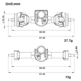 MEUS RACING SCX30 Axles with Universal Axle Shafts for Axial 1/30 SCX30 RC Crawler Upgrades (Black)