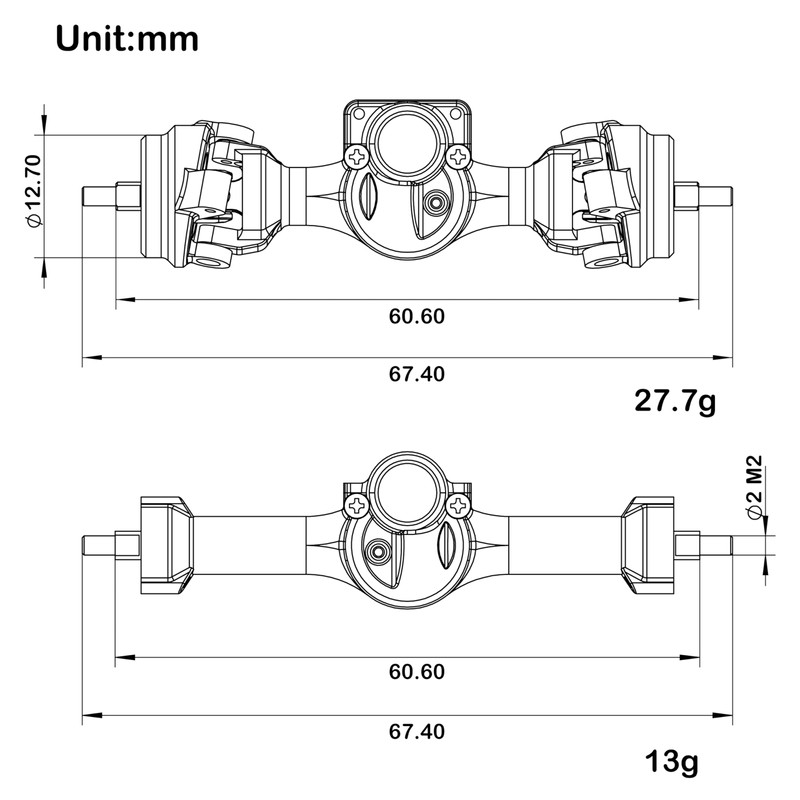 MEUS RACING SCX30 Axles with Universal Axle Shafts for Axial