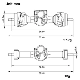 MEUS RACING SCX30 Axles with Universal Axle Shafts for Axial 1/30 SCX30 RC Crawler Upgrades (Black)