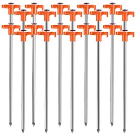 Tiomues Tent Stakes, 20PCS Heavy Metal Tent Pegs, Professional Camping Tools for Outdoor Trips, Suitable for Strong Winds and Various Ground Tent Pegs, Designed for Camping (20, Red)