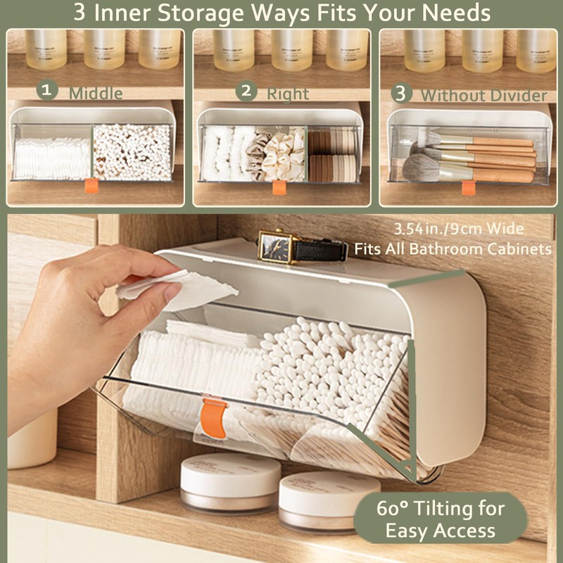 Wall Mounted Cotton Pads Holder Organizer Cotton Swab Balls Holder