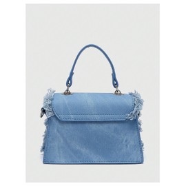 SweatyRocks Women's Small Crossbody Bags Denim Fringed Square Bag Satchel Handbags Purses, Blue, One Size