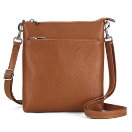 befen Echtleder Handtasche Damen Klein, Kleine Umhängetasche mit Reißverschluss und Schultergurt für Phone 15 Pro Max Handy Tasche, Kleine Handy Umhängetasche Klein Damen Braun für Mädchen Frauen