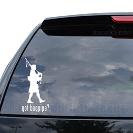 GOT Bagpipe Scottish Piper Decal Sticker Car Truck Motorcycle Window Bumper Laptop Wall Decor - Size (05 inch / 13 cm Tall) - Color (Gloss White)