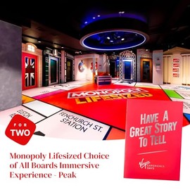 Monopoly Lifesized Immersive Experience for Two - Earn money and complete escape room challenges as you move across the giant board