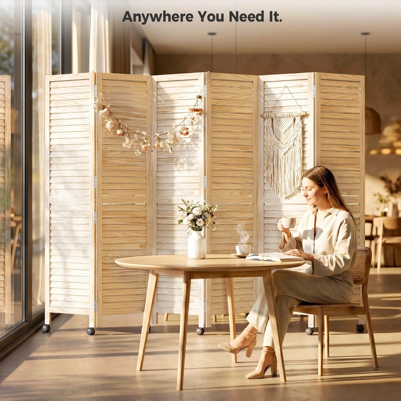 67" H 6 Panel Wood Room Divider