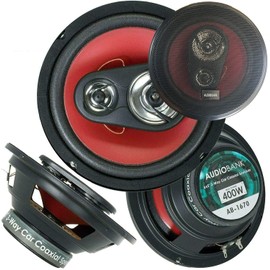 Pair of Audiobank 6.5" 400 Watt 3-Way Red Car Audio Stereo Coaxial Speakers - AB1670 (2 Speakers)
