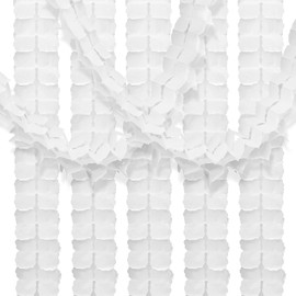 Pack of 7 White Hanging Paper Shamrock Garlands, Party Garlands Paper for Birthday, Wedding, Communion, Party Decoration