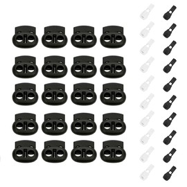 Gaodercha 40pcs Rubber Cord Stopper Spring Cord Locks Band Clamp Jacket Fastener Lock Elastic Draw String Clip Spring Toggle Stopper for Shoelaces Drawstring Paracord Clothing