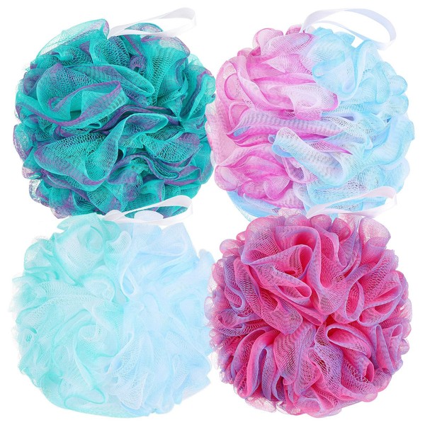 4 Stück 100 g/Stück XXL große Luffas Duschschwamm, Netz-Pouf, Badeschwämme,