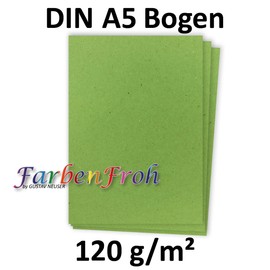 50 Sheets DIN A5 Paper - Natural Paper Light Green - 120 g - 14.8 x 21 cm - Craft Sheet Coloured Paper Craft Paper Letter Sheet - FarbenFroh by GUSTAV NEUSER