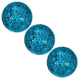 M METERXITY 3-Pack Decorative Ball for Bowls, 3 Inch Mosaic Glass Balls Decorative Glass Orbs for Home Decor/Dining Tables/Wedding Party/Coffee Table/Centerpiece Decor [Turquoise]