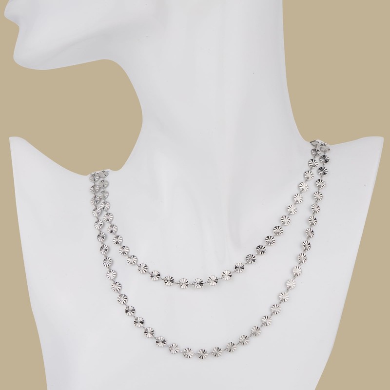 Kyutong 5 Meters Embossed Circle Chain for Jewelry Making Silver