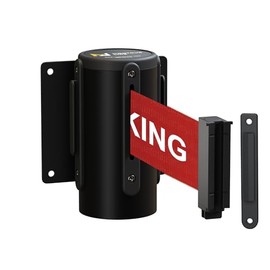 CCW Series WMB-120 Fixed Wall Mount Retractable Belt Barrier 11 Foot with Steel Case (11 Foot, Red"NO Parking" Belt with Black Steel Case)