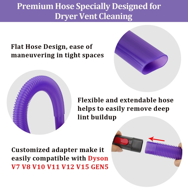 Dryer Vent Lint Removal Tool Vacuum Attachments Hose for Dyson