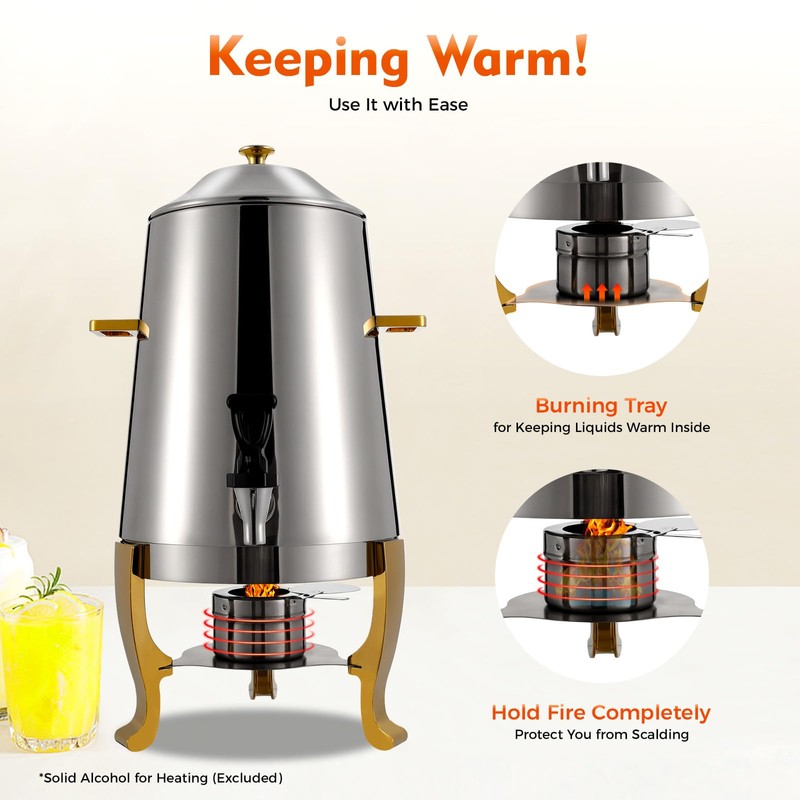 3.5 Gallon Hot Beverage Dispenser,Stainless Steel Coffee Urn Electric Hot