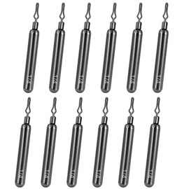 Fishfun 12Pcs Tungsten Drop Shot Weights Sinkers for Bass Fishing, Tungsten Dropshot Fishing Weights, Silver Clip On Skinny, 1/4 oz