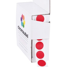 ChromaLabel 0.50 Inch Round Label Permanent Color Code Dot Stickers, 1000 Labels per Dispenser Box, Red