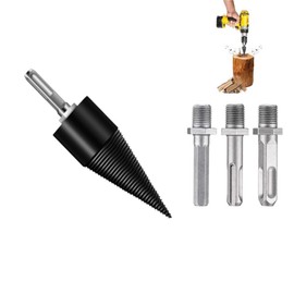 Changyeah Step Drill, Firewood Splitter Drill with 3 Drill Handles, Wood Cutter, Firewood Splitter, Steel Cone Drill, High-Speed, Compatible with Drill