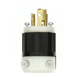 Leviton 4570-C 15 Amp, 250 Volt, NEMA L6-15P, 2P, 3W, Locking Plug, Industrial Grade, Grounding - Black-White
