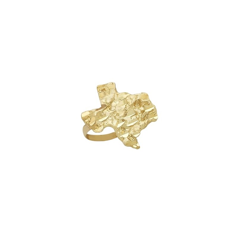 10K Yellow Gold Nugget Texas State Ring Pinky Ring Size