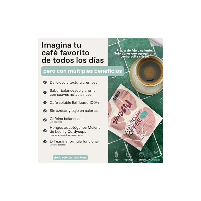 UNRULED - Mushroom Coffee Cafe con Hongos Adaptógenos Sabor Black