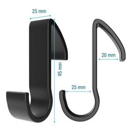 Sillar Radiator Hooks Pack of 8 Black - Towel Hooks & Towel Holder for Heating, Bathroom Radiators, Towel Radiators, Hooks No Drilling, S Hooks Plastic ABS, Heating Hooks Towels